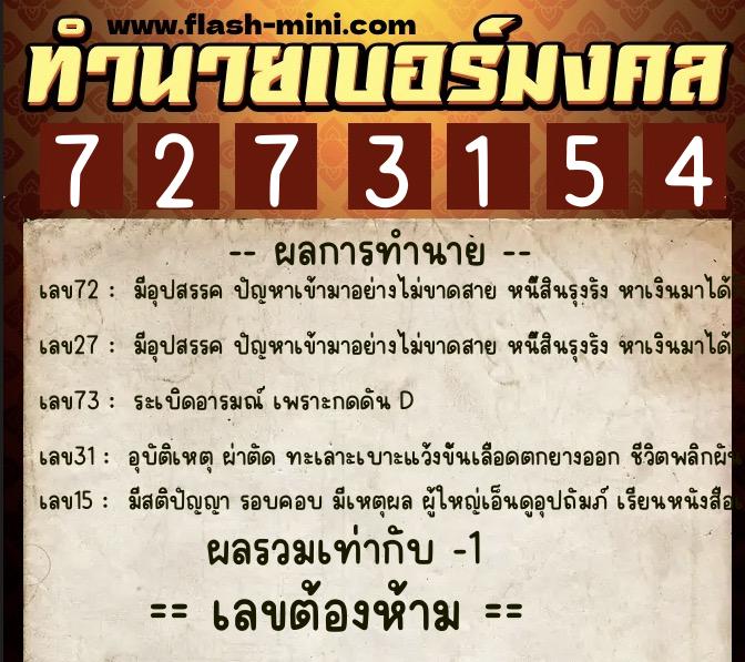 ทำนายเบอร์มงคล 0XX-7273154 ทำนายเบอร์มงคล หมายเลข 068-727315 ทำนายเบอร์มงคล 0XX-7273154 ทำนายเบอร์มงคล หมายเลข 068-727315