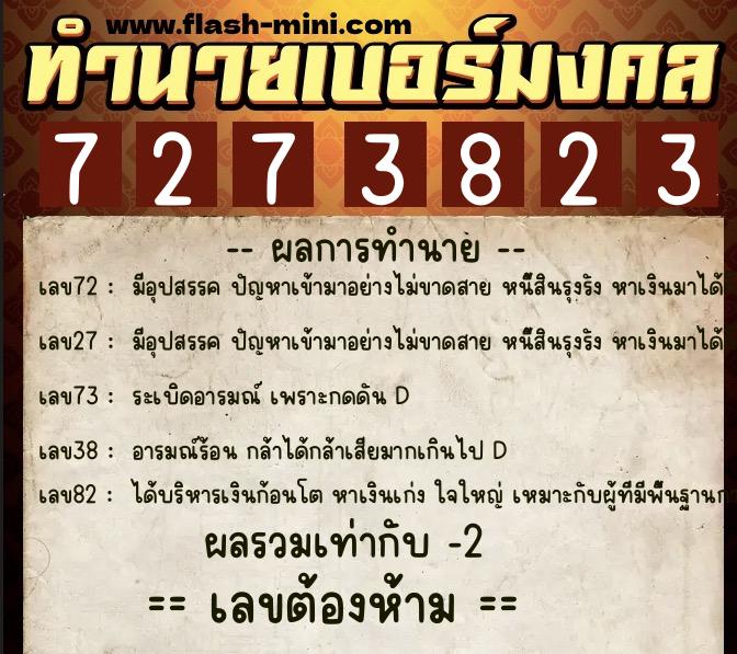 ทำนายเบอร์มงคล 0XX-7273823 ทำนายเบอร์มงคล หมายเลข 060-727382 ทำนายเบอร์มงคล 0XX-7273823 ทำนายเบอร์มงคล หมายเลข 060-727382