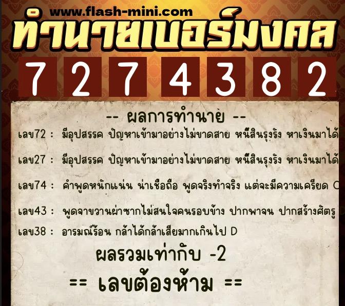ทำนายเบอร์มงคล 0XX-7274382 ทำนายเบอร์มงคล หมายเลข 067-727438 ทำนายเบอร์มงคล 0XX-7274382 ทำนายเบอร์มงคล หมายเลข 067-727438