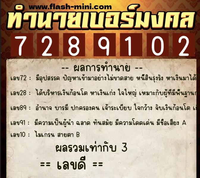 ทำนายเบอร์มงคล 0XX-7289102 ทำนายเบอร์มงคล หมายเลข 061-728910 ทำนายเบอร์มงคล 0XX-7289102 ทำนายเบอร์มงคล หมายเลข 061-728910