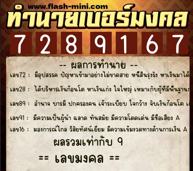 ทำนายเบอร์มงคล 0XX-7289167 ทำนายเบอร์มงคล หมายเลข 094-728916 ทำนายเบอร์มงคล 0XX-7289167 ทำนายเบอร์มงคล หมายเลข 094-728916