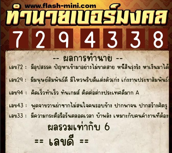 ทำนายเบอร์มงคล 0XX-7294338 ทำนายเบอร์มงคล หมายเลข 096-729433 ทำนายเบอร์มงคล 0XX-7294338 ทำนายเบอร์มงคล หมายเลข 096-729433