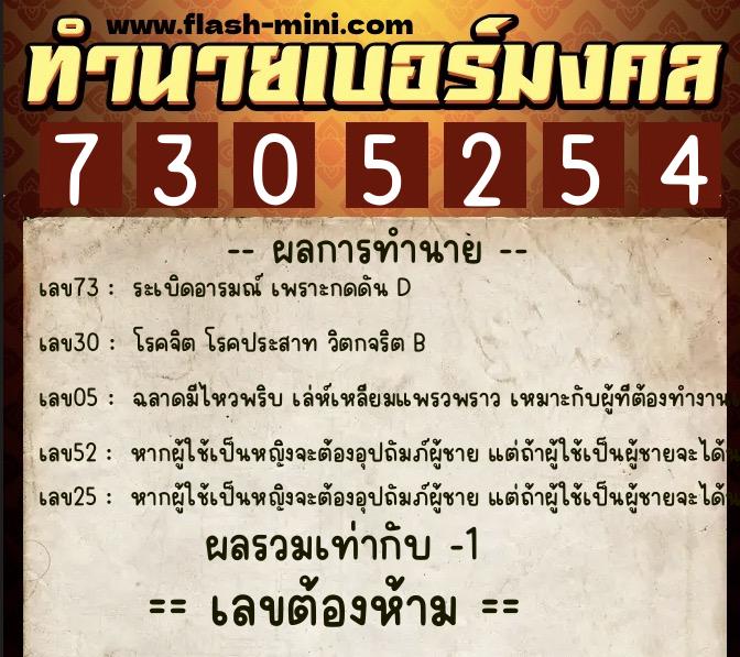 ทำนายเบอร์มงคล 0XX-7305254 ทำนายเบอร์มงคล หมายเลข 062-730525 ทำนายเบอร์มงคล 0XX-7305254 ทำนายเบอร์มงคล หมายเลข 062-730525