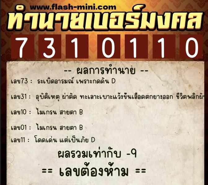 ทำนายเบอร์มงคล 0XX-7310110 ทำนายเบอร์มงคล หมายเลข 092-731011 ทำนายเบอร์มงคล 0XX-7310110 ทำนายเบอร์มงคล หมายเลข 092-731011