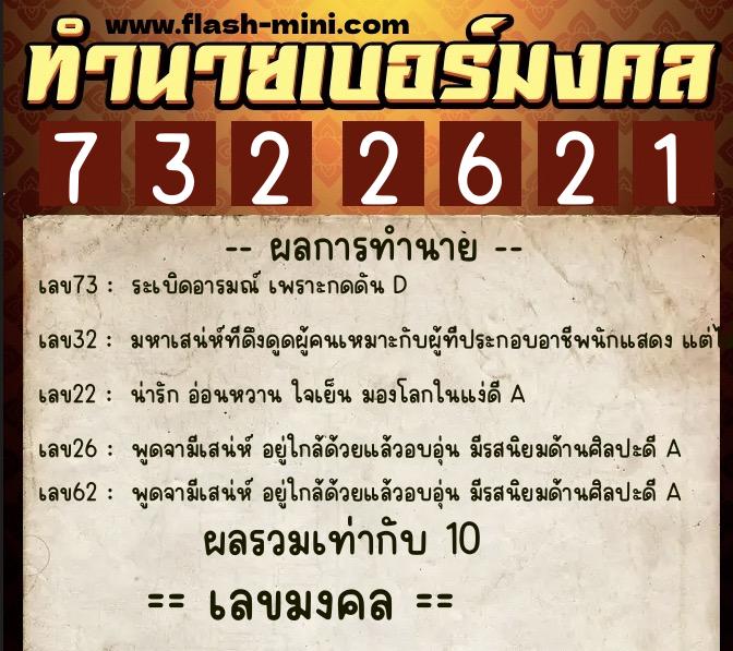 ทำนายเบอร์มงคล 0XX-7322621 ทำนายเบอร์มงคล หมายเลข 068-732262 ทำนายเบอร์มงคล 0XX-7322621 ทำนายเบอร์มงคล หมายเลข 068-732262