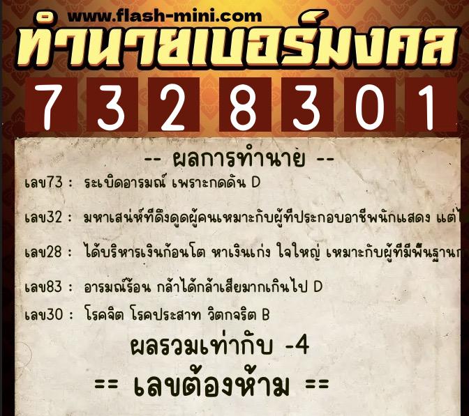 ทำนายเบอร์มงคล 0XX-7328301 ทำนายเบอร์มงคล หมายเลข 088-732830 ทำนายเบอร์มงคล 0XX-7328301 ทำนายเบอร์มงคล หมายเลข 088-732830