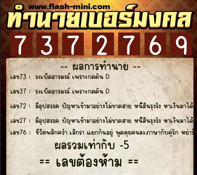 ทำนายเบอร์มงคล 0XX-7372769 ทำนายเบอร์มงคล หมายเลข 096-737276 ทำนายเบอร์มงคล 0XX-7372769 ทำนายเบอร์มงคล หมายเลข 096-737276