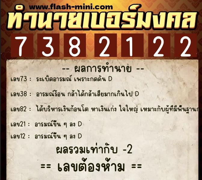 ทำนายเบอร์มงคล 0XX-7382122 ทำนายเบอร์มงคล หมายเลข 064-738212 ทำนายเบอร์มงคล 0XX-7382122 ทำนายเบอร์มงคล หมายเลข 064-738212