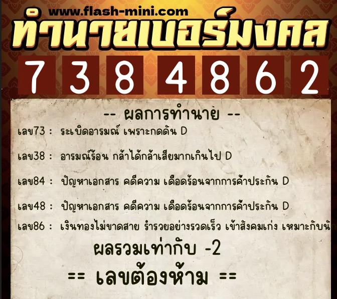 ทำนายเบอร์มงคล 0XX-7384862 ทำนายเบอร์มงคล หมายเลข 083-738486 ทำนายเบอร์มงคล 0XX-7384862 ทำนายเบอร์มงคล หมายเลข 083-738486