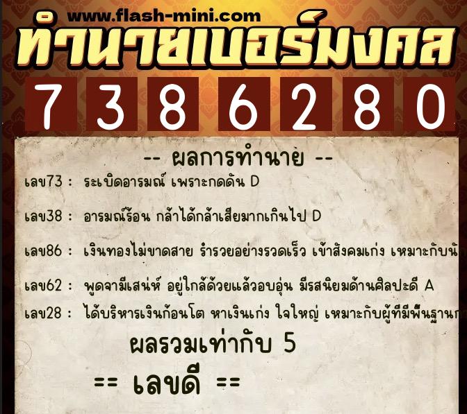 ทำนายเบอร์มงคล 0XX-7386280 ทำนายเบอร์มงคล หมายเลข 080-738628 ทำนายเบอร์มงคล 0XX-7386280 ทำนายเบอร์มงคล หมายเลข 080-738628