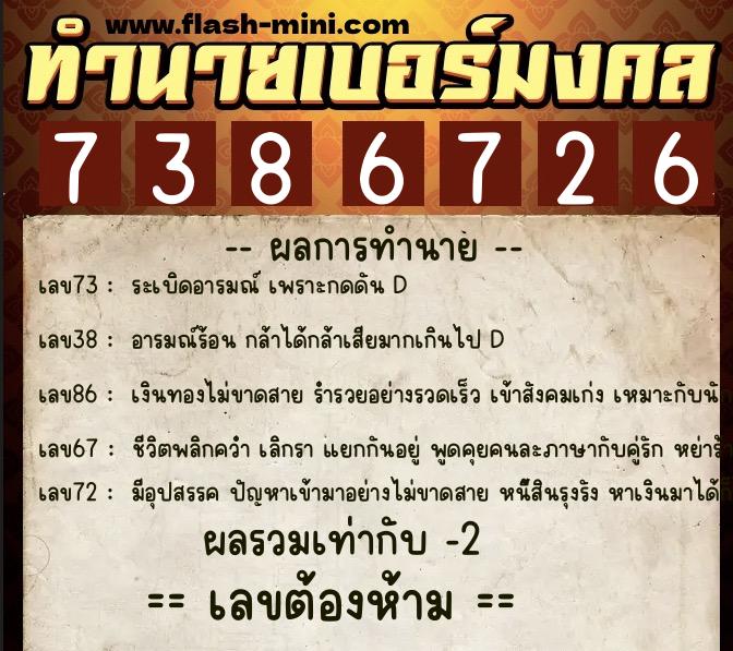 ทำนายเบอร์มงคล 0XX-7386726 ทำนายเบอร์มงคล หมายเลข 084-738672 ทำนายเบอร์มงคล 0XX-7386726 ทำนายเบอร์มงคล หมายเลข 084-738672
