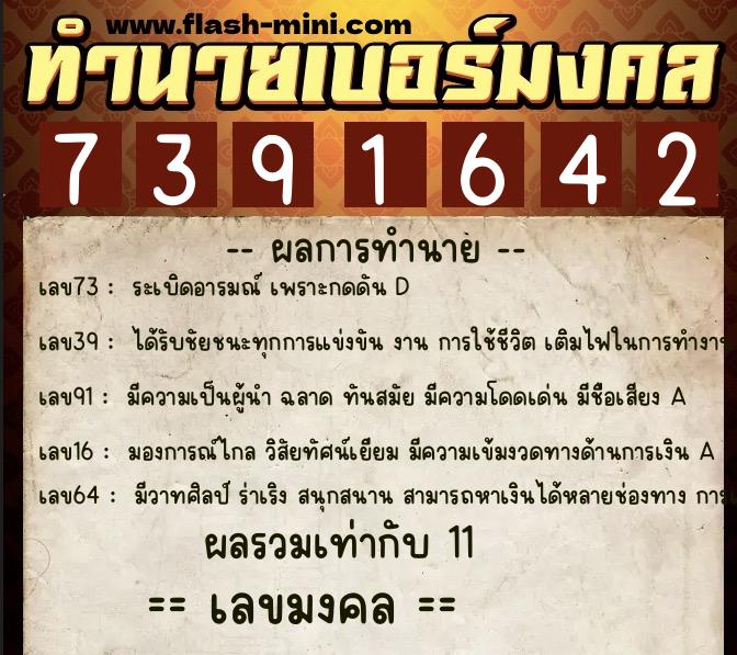 ทำนายเบอร์มงคล 0XX-7391642 ทำนายเบอร์มงคล หมายเลข 068-739164 ทำนายเบอร์มงคล 0XX-7391642 ทำนายเบอร์มงคล หมายเลข 068-739164