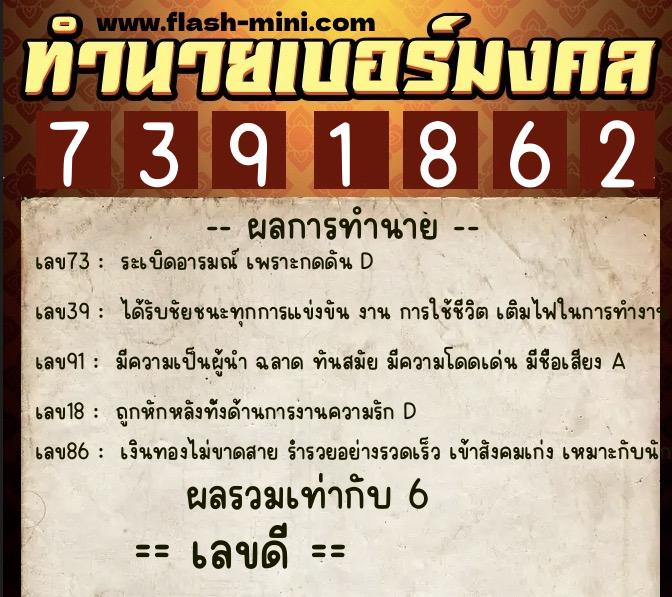 ทำนายเบอร์มงคล 0XX-7391862 ทำนายเบอร์มงคล หมายเลข 094-739186 ทำนายเบอร์มงคล 0XX-7391862 ทำนายเบอร์มงคล หมายเลข 094-739186