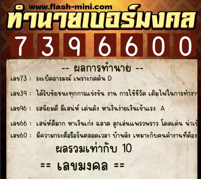 ทำนายเบอร์มงคล 0XX-7396600 ทำนายเบอร์มงคล หมายเลข 064-739660 ทำนายเบอร์มงคล 0XX-7396600 ทำนายเบอร์มงคล หมายเลข 064-739660