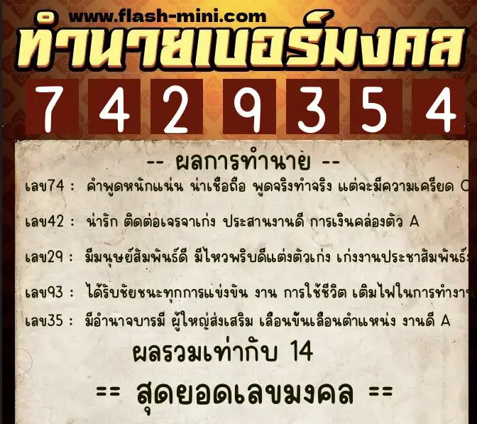 ทำนายเบอร์มงคล 0XX-7429354 ทำนายเบอร์มงคล หมายเลข 066-742935 ทำนายเบอร์มงคล 0XX-7429354 ทำนายเบอร์มงคล หมายเลข 066-742935