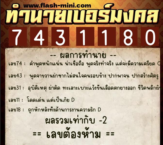 ทำนายเบอร์มงคล 0XX-7431180 ทำนายเบอร์มงคล หมายเลข 087-743118 ทำนายเบอร์มงคล 0XX-7431180 ทำนายเบอร์มงคล หมายเลข 087-743118