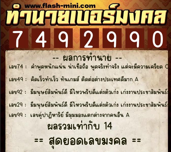 ทำนายเบอร์มงคล 0XX-7492990 ทำนายเบอร์มงคล หมายเลข 064-749299 ทำนายเบอร์มงคล 0XX-7492990 ทำนายเบอร์มงคล หมายเลข 064-749299