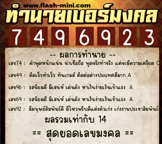 ทำนายเบอร์มงคล 0XX-7496923 ทำนายเบอร์มงคล หมายเลข 067-749692 ทำนายเบอร์มงคล 0XX-7496923 ทำนายเบอร์มงคล หมายเลข 067-749692