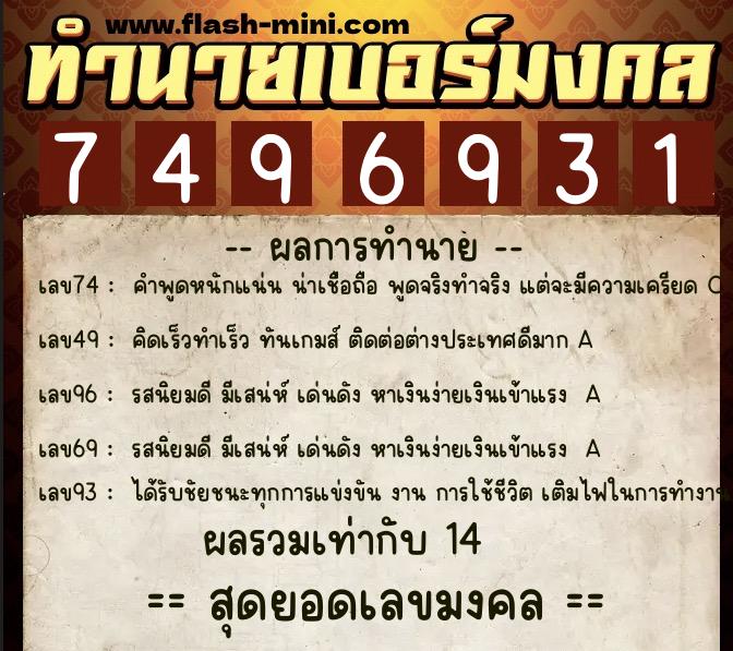 ทำนายเบอร์มงคล 0XX-7496931 ทำนายเบอร์มงคล หมายเลข 084-749693 ทำนายเบอร์มงคล 0XX-7496931 ทำนายเบอร์มงคล หมายเลข 084-749693