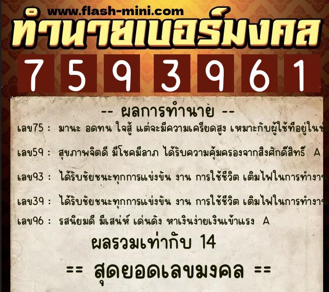 ทำนายเบอร์มงคล 0XX-7593961 ทำนายเบอร์มงคล หมายเลข 094-759396 ทำนายเบอร์มงคล 0XX-7593961 ทำนายเบอร์มงคล หมายเลข 094-759396