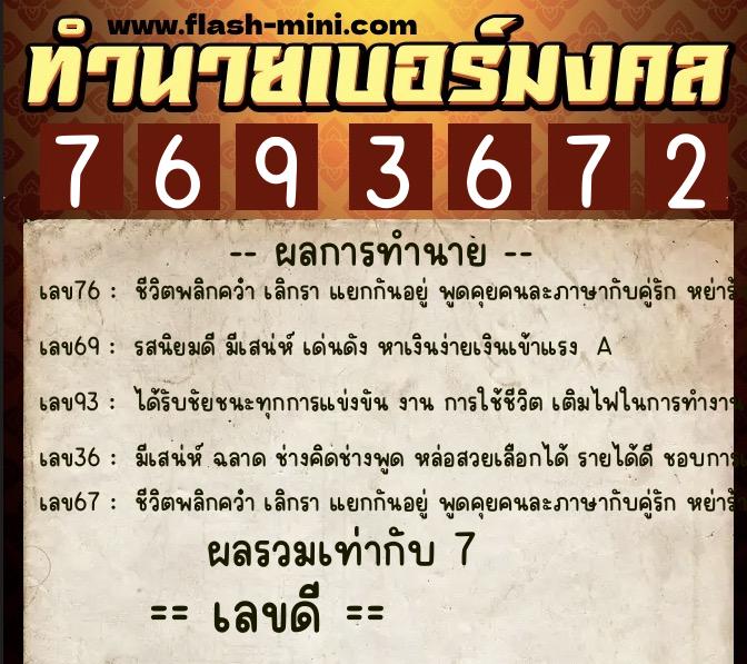 ทำนายเบอร์มงคล 0XX-7693672 ทำนายเบอร์มงคล หมายเลข 064-769367 ทำนายเบอร์มงคล 0XX-7693672 ทำนายเบอร์มงคล หมายเลข 064-769367