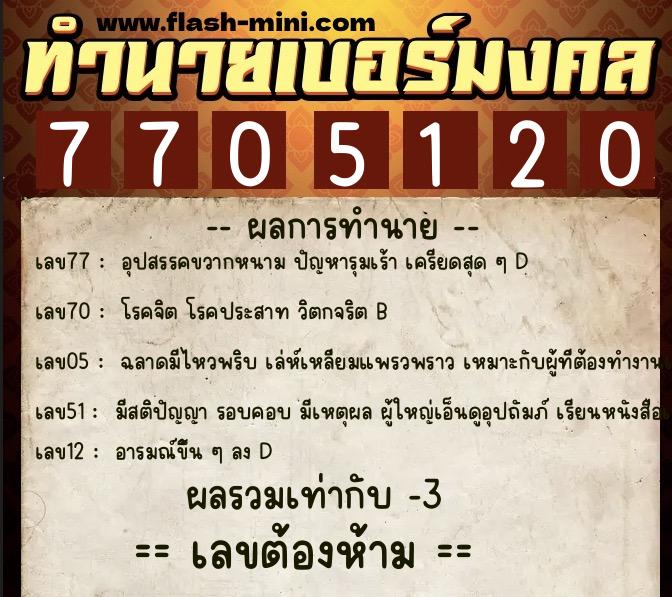 ทำนายเบอร์มงคล 0XX-7705120 ทำนายเบอร์มงคล หมายเลข 080-770512 ทำนายเบอร์มงคล 0XX-7705120 ทำนายเบอร์มงคล หมายเลข 080-770512