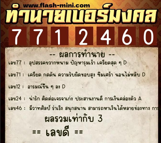 ทำนายเบอร์มงคล 0XX-7712460 ทำนายเบอร์มงคล หมายเลข 094-771246 ทำนายเบอร์มงคล 0XX-7712460 ทำนายเบอร์มงคล หมายเลข 094-771246