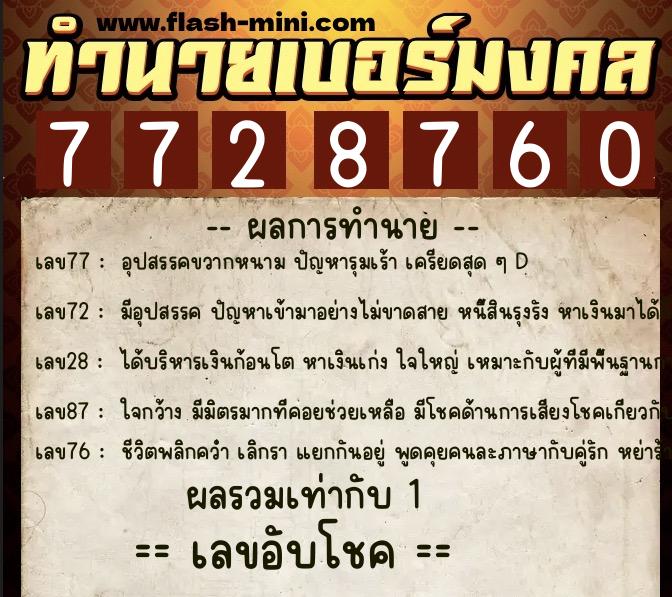 ทำนายเบอร์มงคล 0XX-7728760 ทำนายเบอร์มงคล หมายเลข 085-772876 ทำนายเบอร์มงคล 0XX-7728760 ทำนายเบอร์มงคล หมายเลข 085-772876