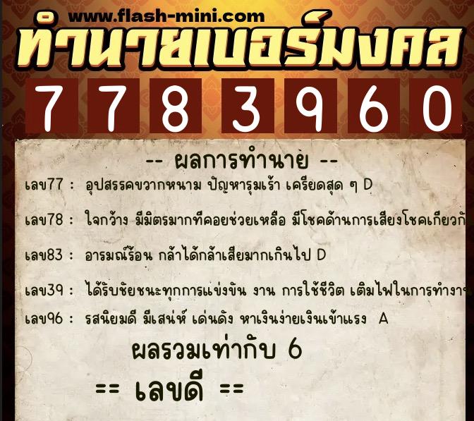 ทำนายเบอร์มงคล 0XX-7783960 ทำนายเบอร์มงคล หมายเลข 068-778396 ทำนายเบอร์มงคล 0XX-7783960 ทำนายเบอร์มงคล หมายเลข 068-778396