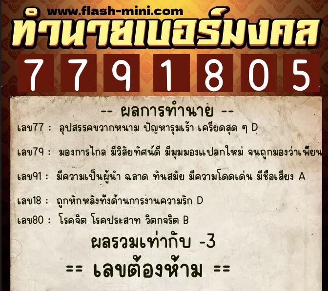 ทำนายเบอร์มงคล 0XX-7791805 ทำนายเบอร์มงคล หมายเลข 061-779180 ทำนายเบอร์มงคล 0XX-7791805 ทำนายเบอร์มงคล หมายเลข 061-779180