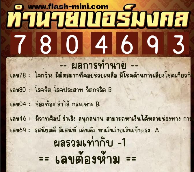 ทำนายเบอร์มงคล 0XX-7804693  ทำนายเบอร์มงคล หมายเลข 065-780469  ทำนายเบอร์มงคล 0XX-7804693  ทำนายเบอร์มงคล หมายเลข 065-780469