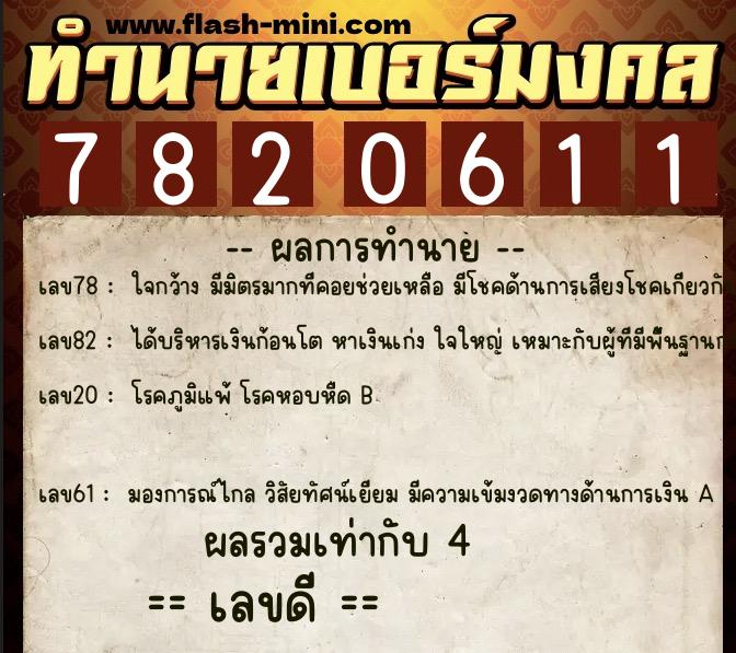 ทำนายเบอร์มงคล 0XX-7820611 ทำนายเบอร์มงคล หมายเลข 066-782061 ทำนายเบอร์มงคล 0XX-7820611 ทำนายเบอร์มงคล หมายเลข 066-782061
