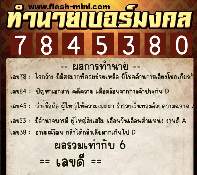 ทำนายเบอร์มงคล 0XX-7845380 ทำนายเบอร์มงคล หมายเลข 068-784538 ทำนายเบอร์มงคล 0XX-7845380 ทำนายเบอร์มงคล หมายเลข 068-784538