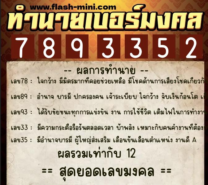 ทำนายเบอร์มงคล 0XX-7893352 ทำนายเบอร์มงคล หมายเลข 088-789335 ทำนายเบอร์มงคล 0XX-7893352 ทำนายเบอร์มงคล หมายเลข 088-789335