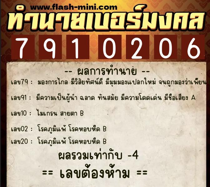 ทำนายเบอร์มงคล 0XX-7910206 ทำนายเบอร์มงคล หมายเลข 060-791020 ทำนายเบอร์มงคล 0XX-7910206 ทำนายเบอร์มงคล หมายเลข 060-791020