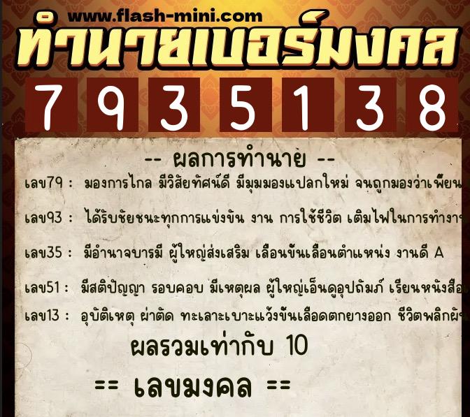 ทำนายเบอร์มงคล 0XX-7935138 ทำนายเบอร์มงคล หมายเลข 080-793513 ทำนายเบอร์มงคล 0XX-7935138 ทำนายเบอร์มงคล หมายเลข 080-793513