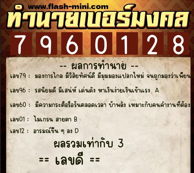 ทำนายเบอร์มงคล 0XX-7960128 ทำนายเบอร์มงคล หมายเลข 064-796012 ทำนายเบอร์มงคล 0XX-7960128 ทำนายเบอร์มงคล หมายเลข 064-796012
