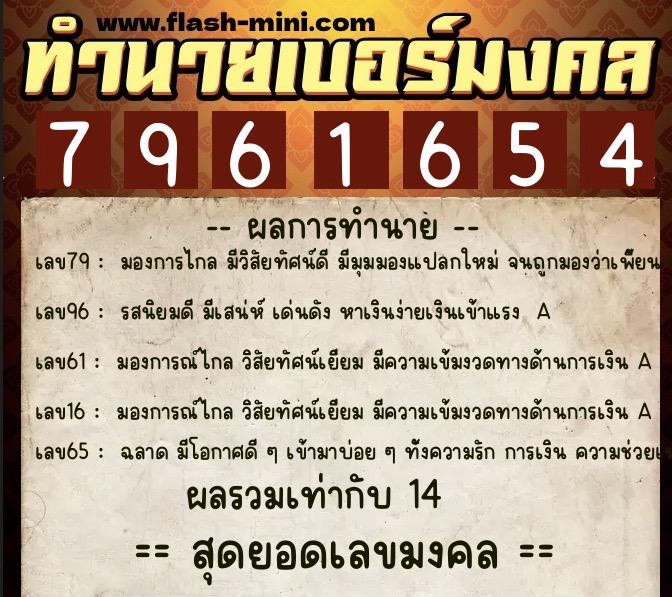ทำนายเบอร์มงคล 0XX-7961654 ทำนายเบอร์มงคล หมายเลข 080-796165 ทำนายเบอร์มงคล 0XX-7961654 ทำนายเบอร์มงคล หมายเลข 080-796165