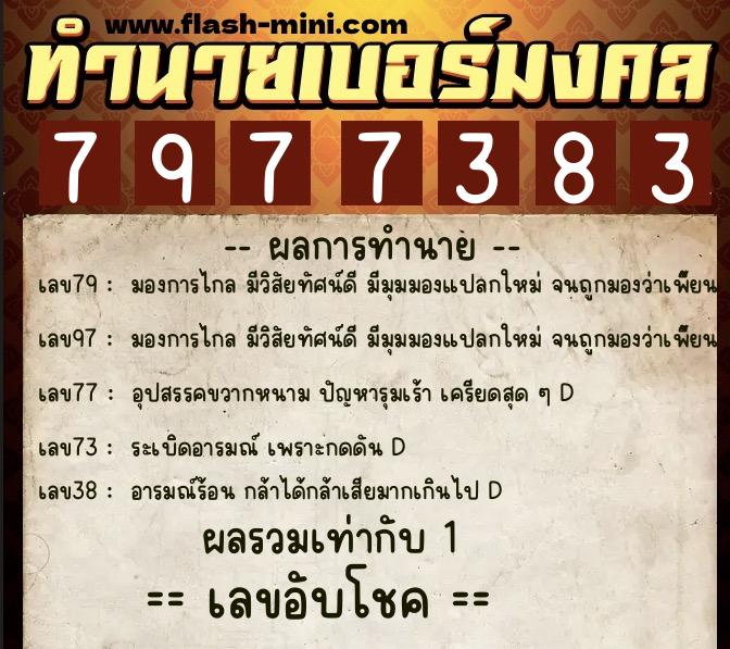 ทำนายเบอร์มงคล 0XX-7977383 ทำนายเบอร์มงคล หมายเลข 096-797738 ทำนายเบอร์มงคล 0XX-7977383 ทำนายเบอร์มงคล หมายเลข 096-797738
