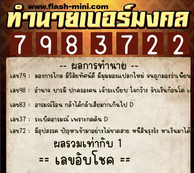 ทำนายเบอร์มงคล 0XX-7983722 ทำนายเบอร์มงคล หมายเลข 095-798372 ทำนายเบอร์มงคล 0XX-7983722 ทำนายเบอร์มงคล หมายเลข 095-798372