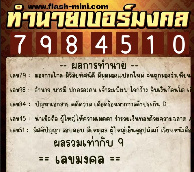 ทำนายเบอร์มงคล 0XX-7984510 ทำนายเบอร์มงคล หมายเลข 089-798451 ทำนายเบอร์มงคล 0XX-7984510 ทำนายเบอร์มงคล หมายเลข 089-798451