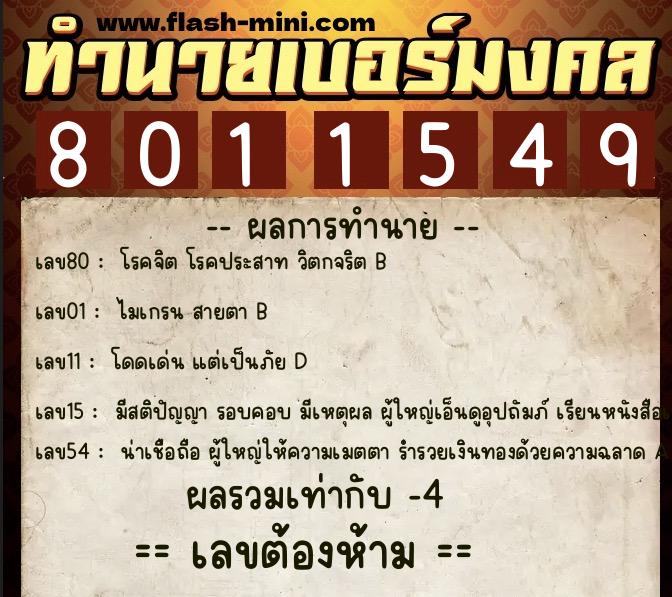 ทำนายเบอร์มงคล 0XX-8011549 ทำนายเบอร์มงคล หมายเลข 095-801154 ทำนายเบอร์มงคล 0XX-8011549 ทำนายเบอร์มงคล หมายเลข 095-801154
