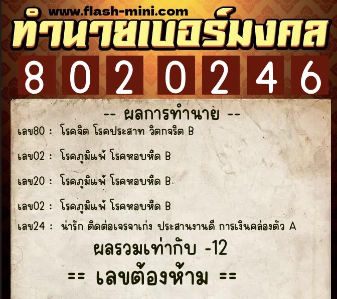 ทำนายเบอร์มงคล 0XX-8020246 ทำนายเบอร์มงคล หมายเลข 096-802024 ทำนายเบอร์มงคล 0XX-8020246 ทำนายเบอร์มงคล หมายเลข 096-802024
