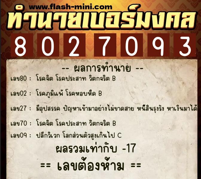 ทำนายเบอร์มงคล 0XX-8027093 ทำนายเบอร์มงคล หมายเลข 094-802709 ทำนายเบอร์มงคล 0XX-8027093 ทำนายเบอร์มงคล หมายเลข 094-802709
