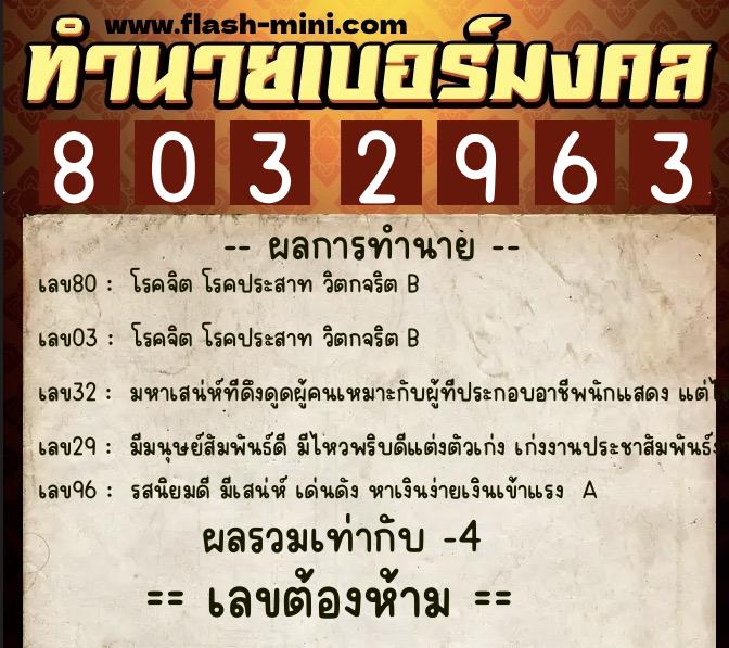 ทำนายเบอร์มงคล 0XX-8032963 ทำนายเบอร์มงคล หมายเลข 098-803296 ทำนายเบอร์มงคล 0XX-8032963 ทำนายเบอร์มงคล หมายเลข 098-803296