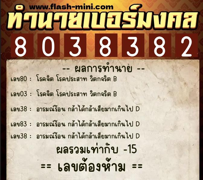 ทำนายเบอร์มงคล 0XX-8038382 ทำนายเบอร์มงคล หมายเลข 067-803838 ทำนายเบอร์มงคล 0XX-8038382 ทำนายเบอร์มงคล หมายเลข 067-803838