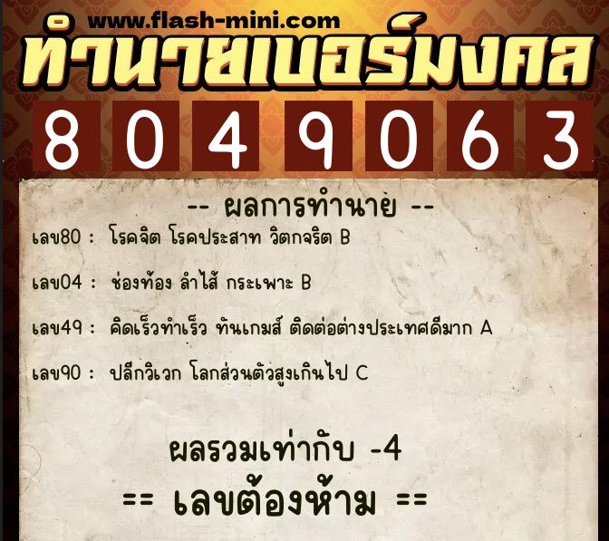 ทำนายเบอร์มงคล 0XX-8049063 ทำนายเบอร์มงคล หมายเลข 096-804906 ทำนายเบอร์มงคล 0XX-8049063 ทำนายเบอร์มงคล หมายเลข 096-804906
