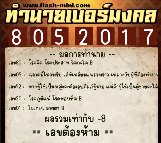 ทำนายเบอร์มงคล 0XX-8052017 ทำนายเบอร์มงคล หมายเลข 094-805201 ทำนายเบอร์มงคล 0XX-8052017 ทำนายเบอร์มงคล หมายเลข 094-805201