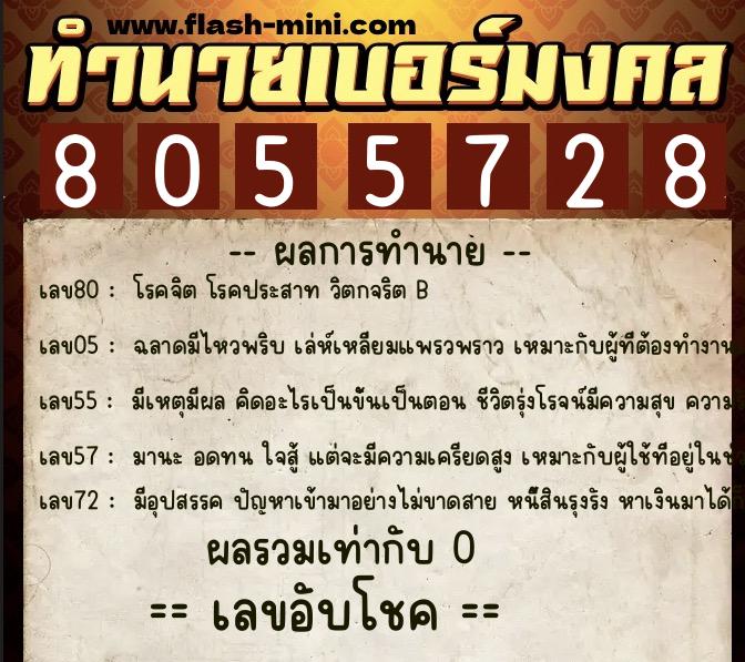 ทำนายเบอร์มงคล 0XX-8055728 ทำนายเบอร์มงคล หมายเลข 099-805572 ทำนายเบอร์มงคล 0XX-8055728 ทำนายเบอร์มงคล หมายเลข 099-805572