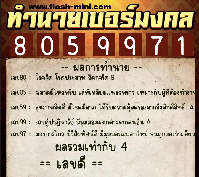ทำนายเบอร์มงคล 0XX-8059971 ทำนายเบอร์มงคล หมายเลข 064-805997 ทำนายเบอร์มงคล 0XX-8059971 ทำนายเบอร์มงคล หมายเลข 064-805997